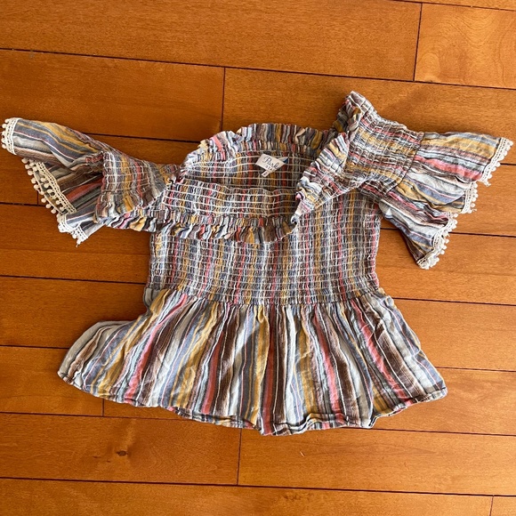 Sz S Parker Beach Smocked Waist Mini skirt and Baby Doll Top - Picture 4 of 7